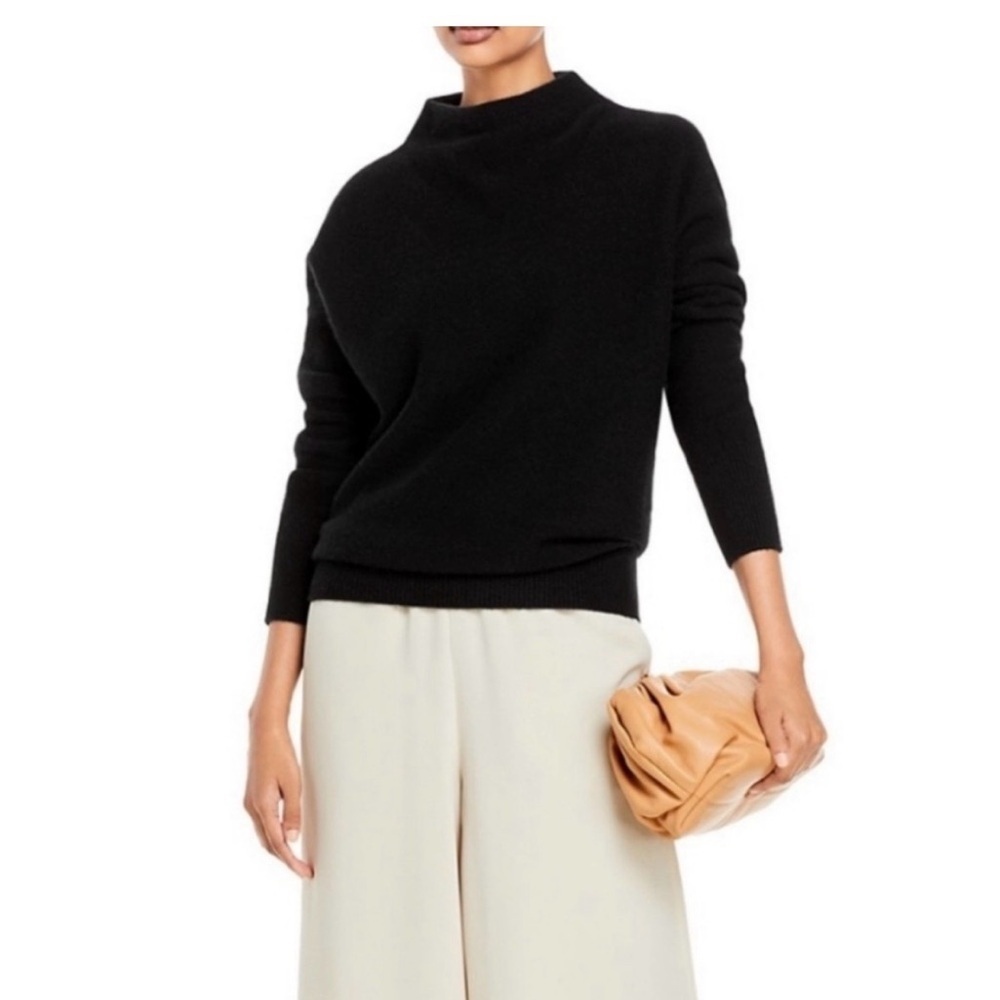 Vince Boiled Cashmere Funnel Neck black Sweater